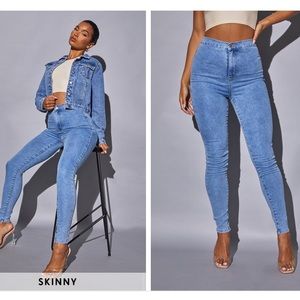 PLT light wash high rise skinny jeans